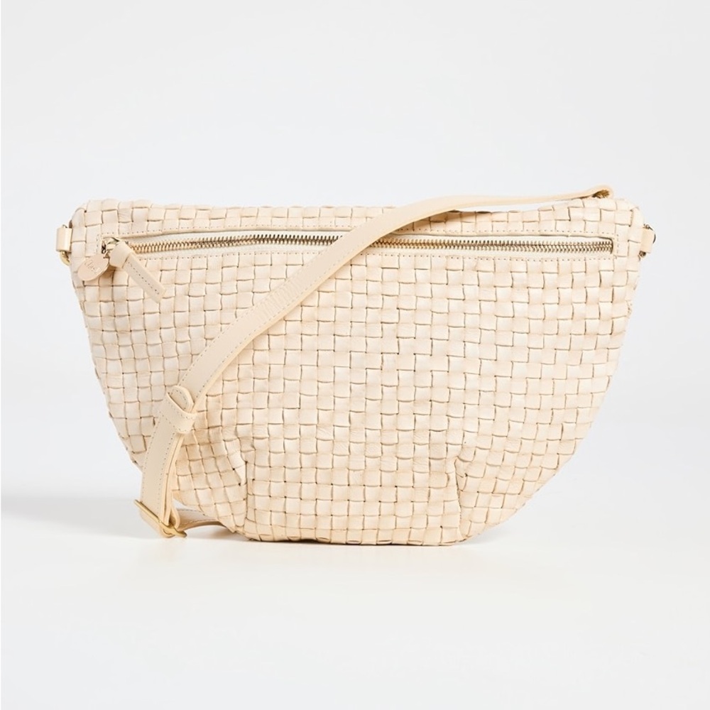 Clare V. Granny Fanny in cream woven checker